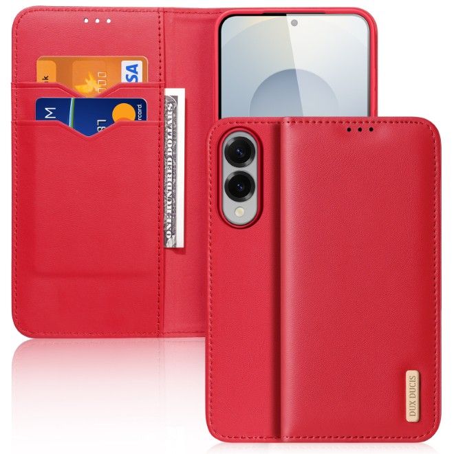 Dux Ducis - Samsung Galaxy S25 Edge Hülle - Handy Leder Case - Hivo Series - rot