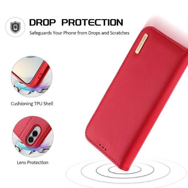 Dux Ducis - Samsung Galaxy S25 Edge Hülle - Handy Leder Case - Hivo Series - rot