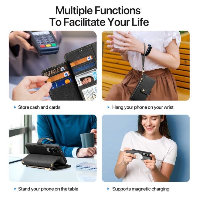 Dux Ducis - Samsung Galaxy S25 Edge Hülle - Kunstleder Bookcover - MagSafe kompatibel - Lawa Series - schwarz