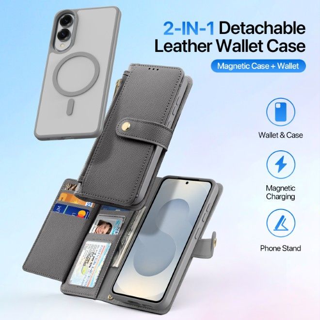 Dux Ducis - Samsung Galaxy S25 Edge Hülle - Kunstleder Bookcover - MagSafe kompatibel - Lawa Series - grau