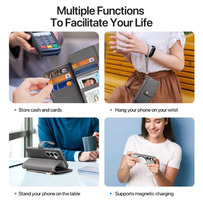 Dux Ducis - Samsung Galaxy S25 Edge Hülle - Kunstleder Bookcover - MagSafe kompatibel - Lawa Series - grau