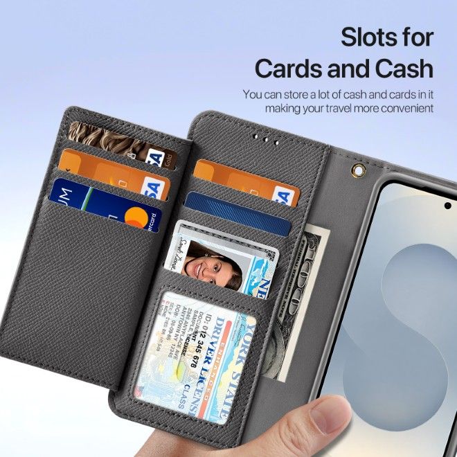 Dux Ducis - Samsung Galaxy S25 Edge Hülle - Kunstleder Bookcover - MagSafe kompatibel - Lawa Series - grau