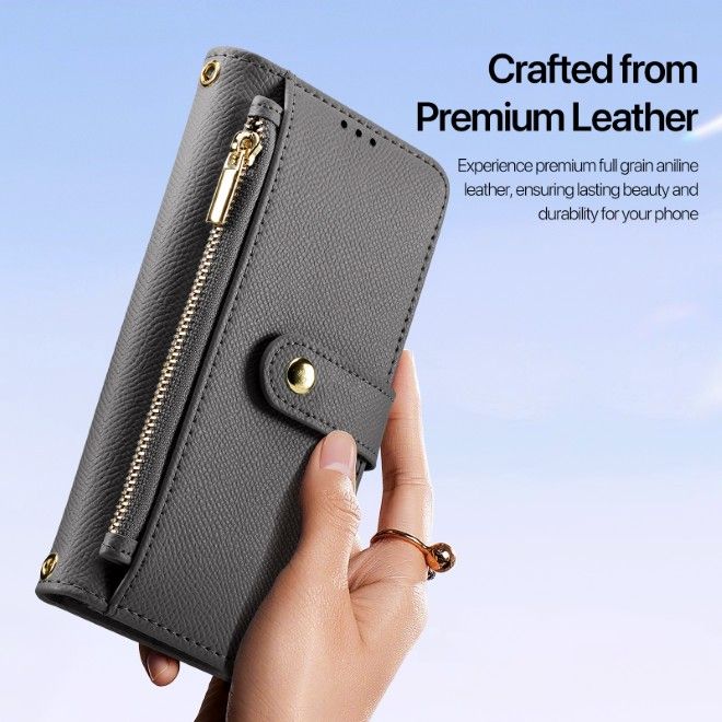 Dux Ducis - Samsung Galaxy S25 Edge Hülle - Kunstleder Bookcover - MagSafe kompatibel - Lawa Series - grau