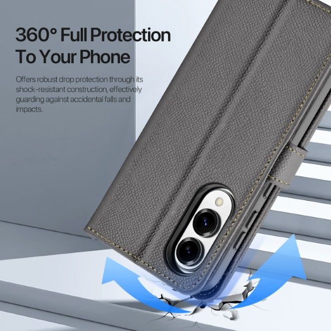 Dux Ducis - Samsung Galaxy S25 Edge Hülle - Kunstleder Bookcover - MagSafe kompatibel - Lawa Series - grau