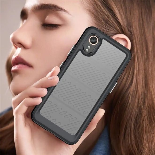 Samsung Galaxy Xcover 7 Hybrid Hülle TPU Bumper Acryl Rückseite - transparent/schwarz