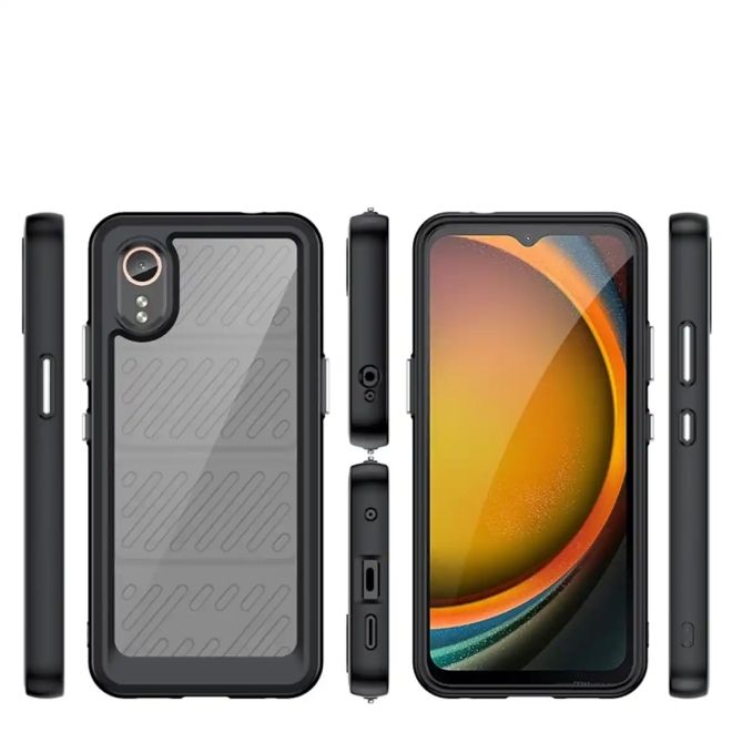 Samsung Galaxy Xcover 7 Hybrid Hülle TPU Bumper Acryl Rückseite - transparent/schwarz