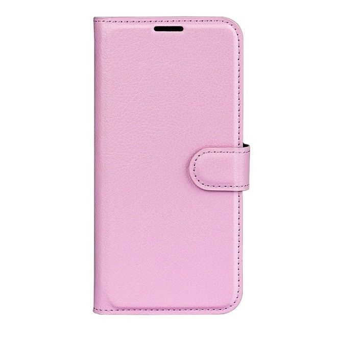 iPhone 17e / 16e Handy Hülle - Litchi Leder Bookcover Series - rosa