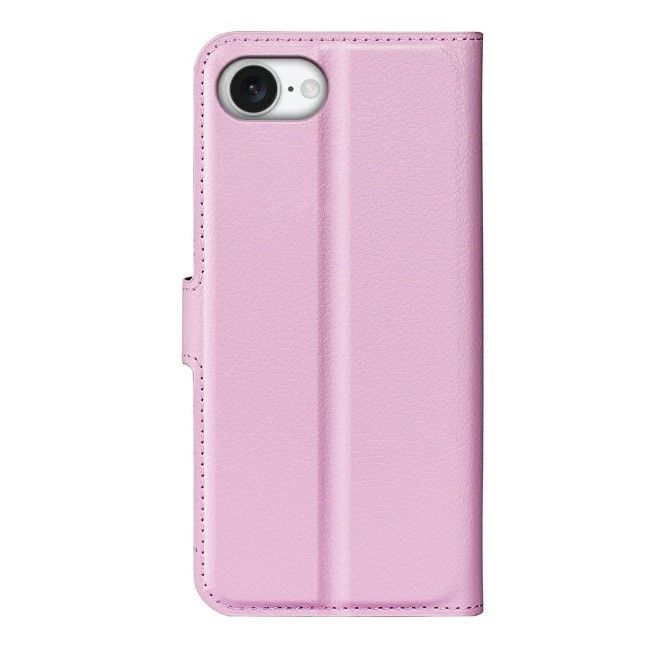 iPhone 17e / 16e Handy Hülle - Litchi Leder Bookcover Series - rosa
