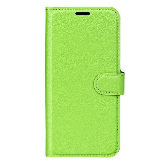 Étui pour iPhone 17e / 16e - Collection Litchi Leather Bookcover - Vert
