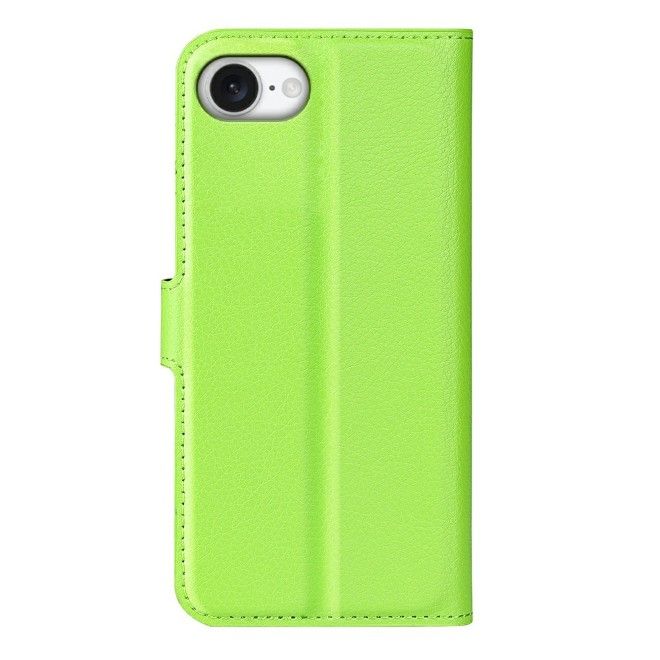 Étui pour iPhone 17e / 16e - Collection Litchi Leather Bookcover - Vert