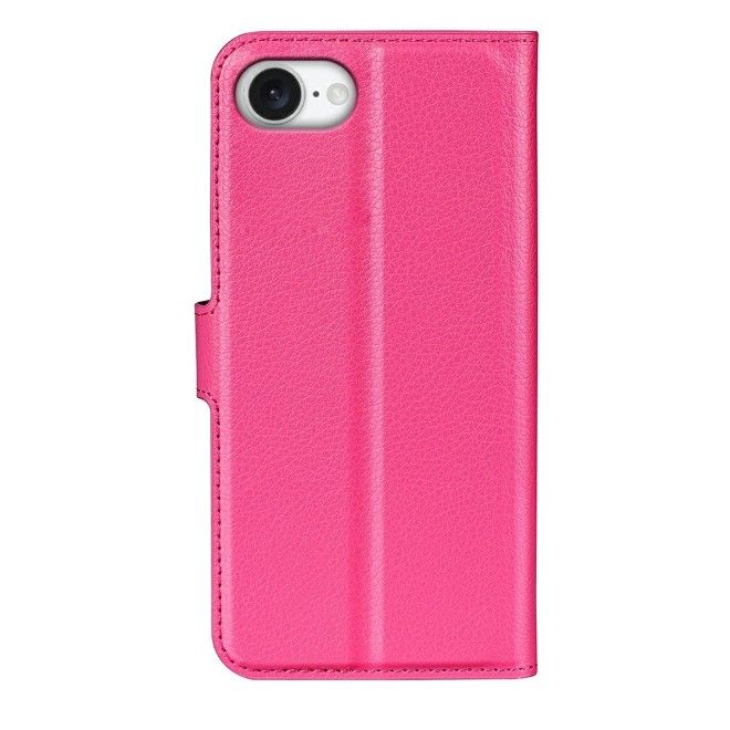 Étui pour iPhone 16e - Collection Litchi Leather Bookcover - Rose