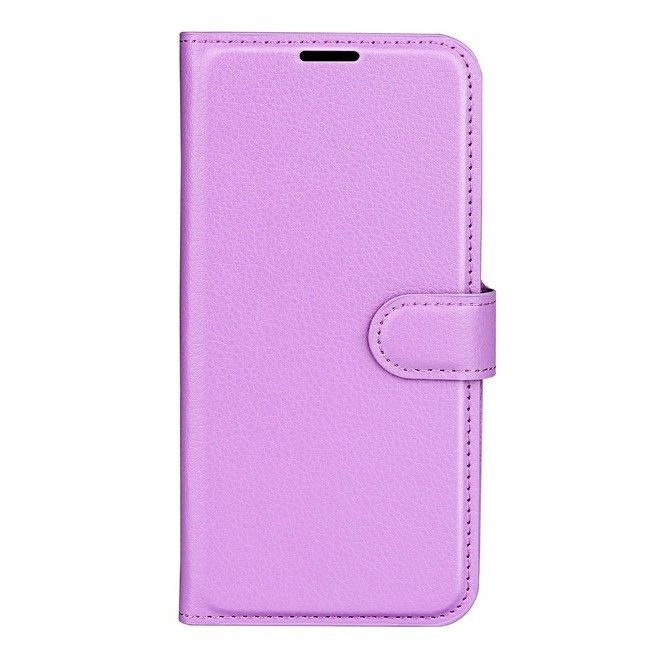 iPhone 17e / 16e Handy Hülle - Litchi Leder Bookcover Series - purpur