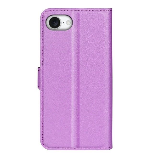 iPhone 17e / 16e Handy Hülle - Litchi Leder Bookcover Series - purpur