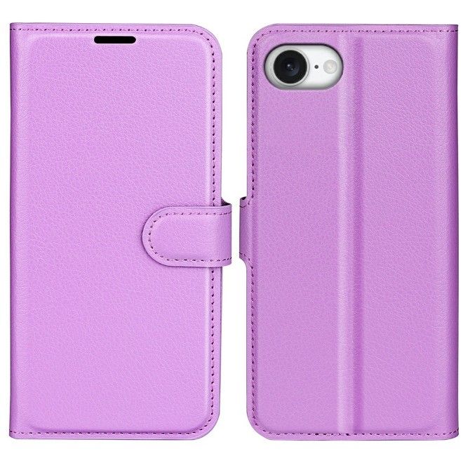 iPhone 17e / 16e Handy Hülle - Litchi Leder Bookcover Series - purpur