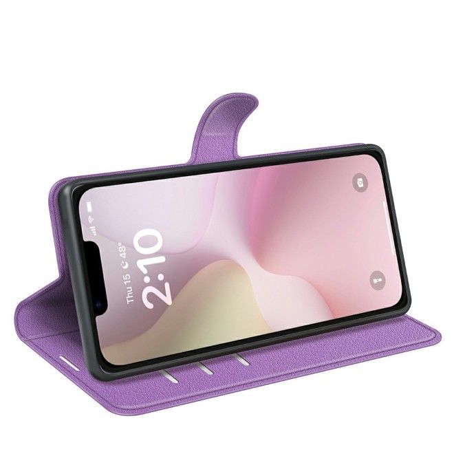 iPhone 17e / 16e Handy Hülle - Litchi Leder Bookcover Series - purpur