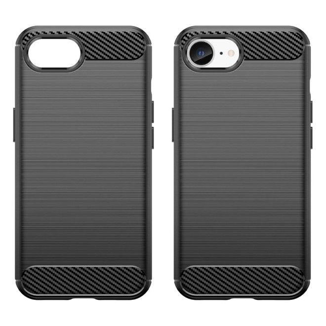 Coque pour iPhone 17e / 16e - Série Carbon Fiber TPU Softcase - Noir