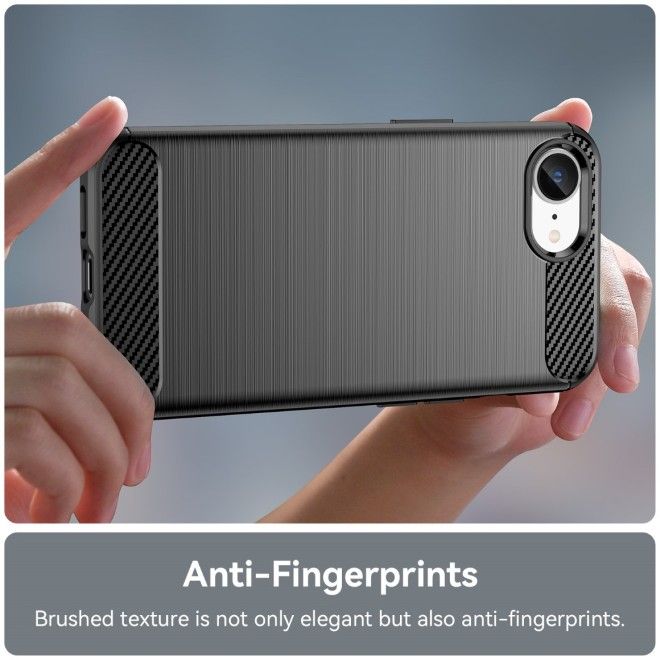 Coque pour iPhone 17e / 16e - Série Carbon Fiber TPU Softcase - Noir