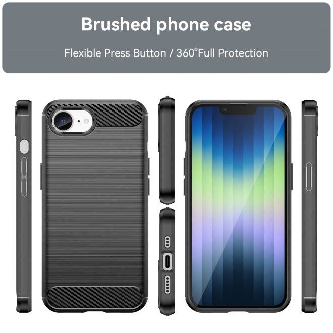 Coque pour iPhone 17e / 16e - Série Carbon Fiber TPU Softcase - Noir