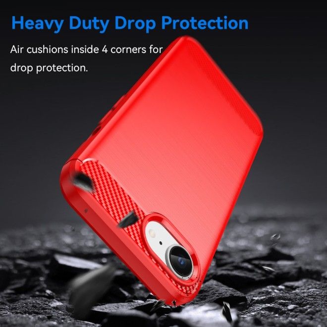 iPhone 17e / 16e Handyhülle - Carbon Fiber TPU Softcase Series - rot
