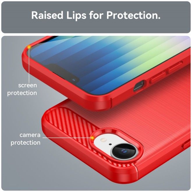 iPhone 17e / 16e Handyhülle - Carbon Fiber TPU Softcase Series - rot