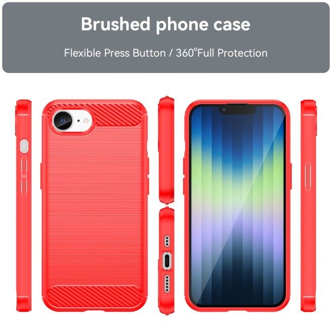 iPhone 17e / 16e Handyhülle - Carbon Fiber TPU Softcase Series - rot
