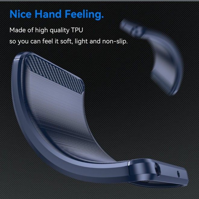 Coque pour iPhone 17e / 16e - Série Fibre de carbone TPU Souple - Bleu