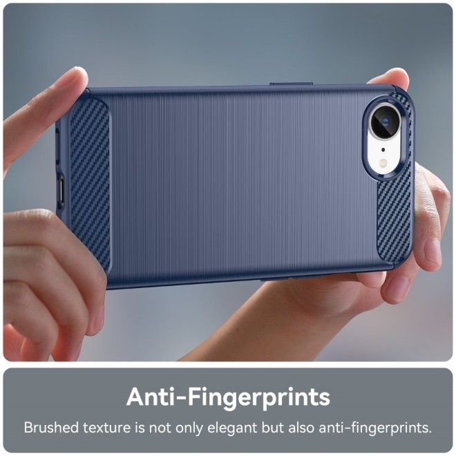 Coque pour iPhone 17e / 16e - Série Fibre de carbone TPU Souple - Bleu
