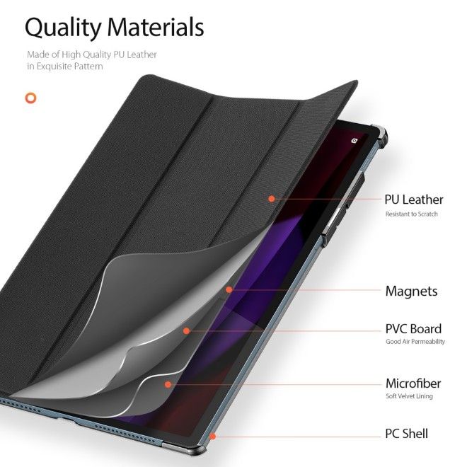 Dux Ducis - Lenovo Yoga Tab Plus 12.7 Hülle - Leder Smart Flip Case - Domo Series - schwarz