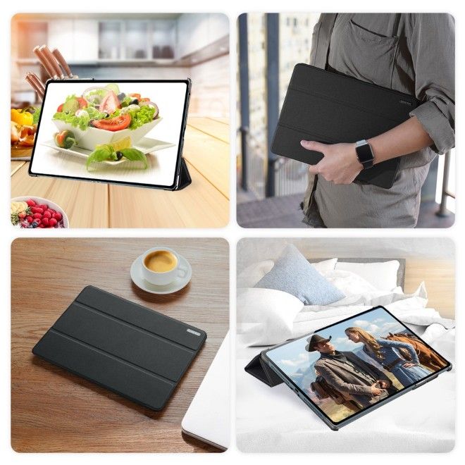 Dux Ducis - Lenovo Yoga Tab Plus 12.7 Hülle - Leder Smart Flip Case - Domo Series - schwarz