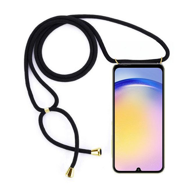 MU Style - Samsung Galaxy A25 Phone Necklace - TPU Crossbody Case - Original Series - Transparent/Black