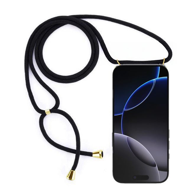 MU Style - iPhone 16 Pro Phone Necklace - TPU Crossbody Case - Original Series - Transparent/Black