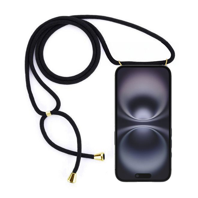MU Style - iPhone 16 Phone Necklace - TPU Crossbody Case - Original Series - Transparent/Black