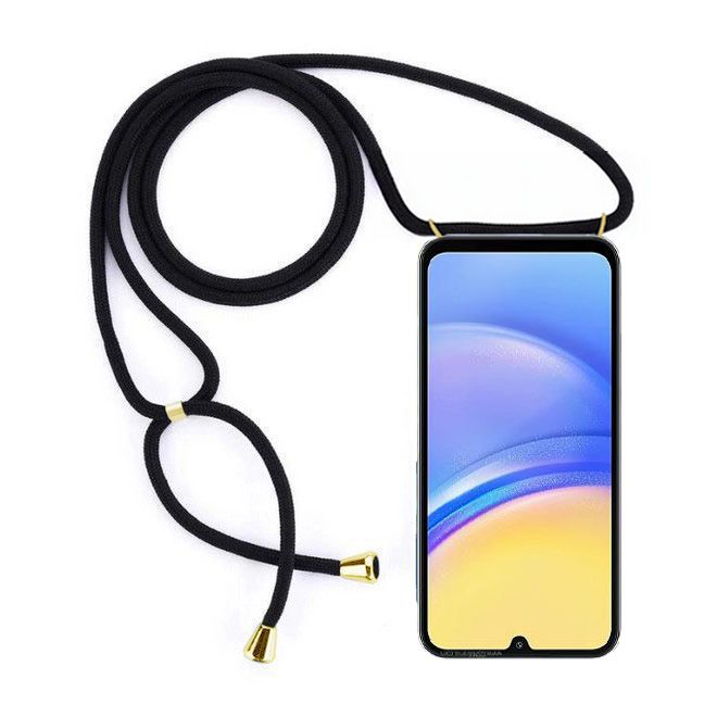 MU Style - Samsung Galaxy A15 5G / 4G Phone Necklace - TPU Crossbody Case - Original Series - Transparent/Black