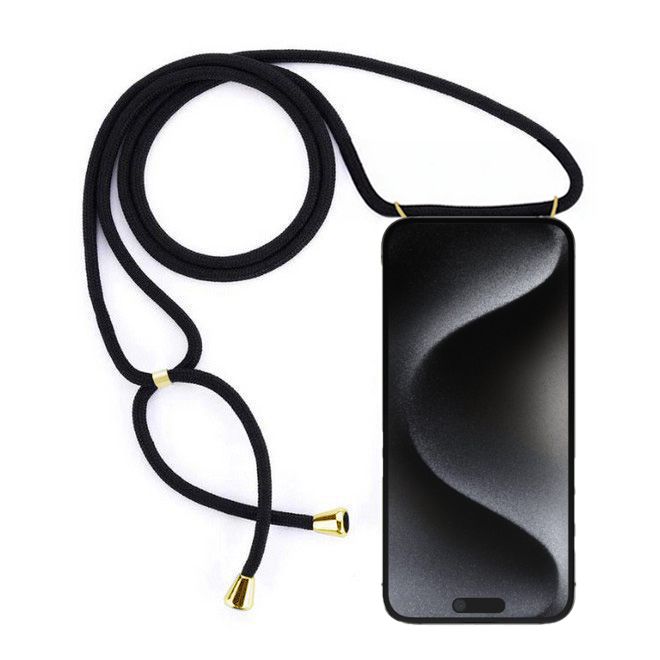 MU Style - iPhone 15 Pro Max Phone Necklace - TPU Case for Wearing Around Your Neck - Original Series - Transparent/Black