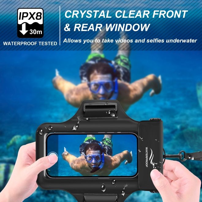 2in1 Universelle Wasserdichte Umhängetasche & Sport Armband für Smartphones bis 7" - schwarz