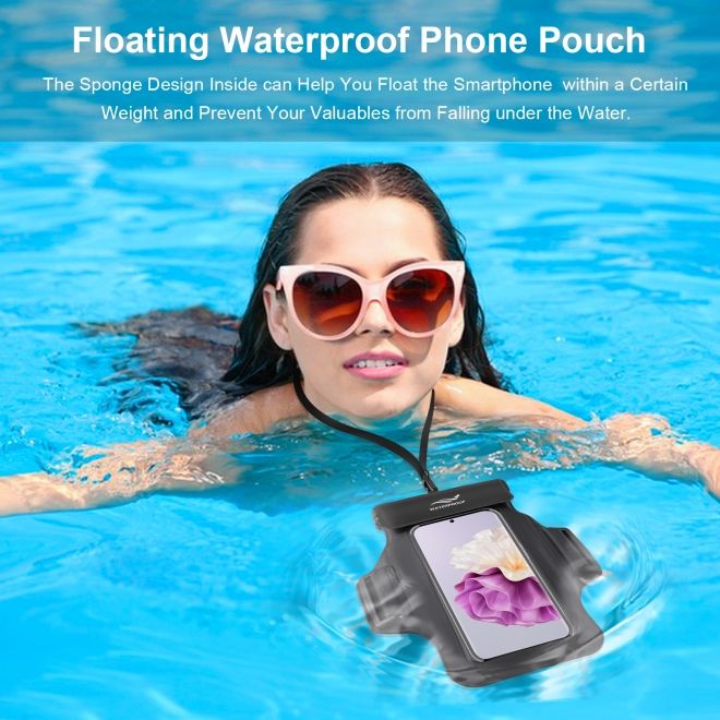 2in1 Universelle Wasserdichte Umhängetasche & Sport Armband für Smartphones bis 7" - schwarz