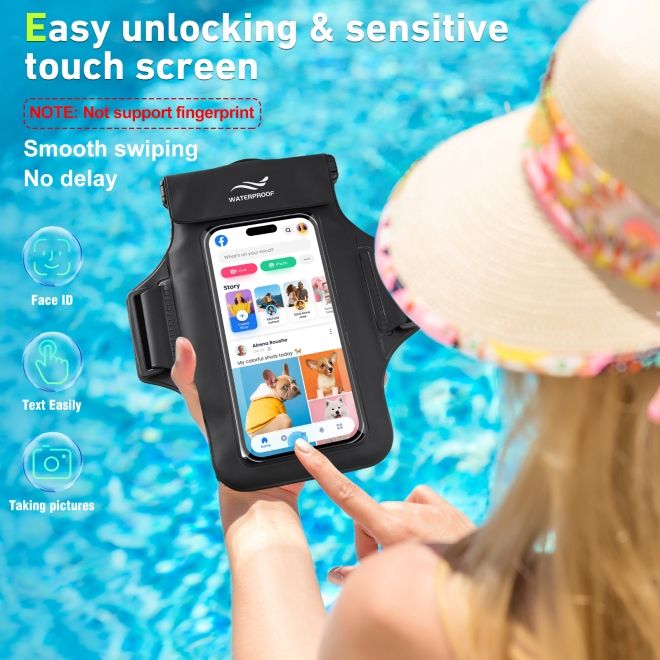 2in1 Universelle Wasserdichte Umhängetasche & Sport Armband für Smartphones bis 7" - schwarz