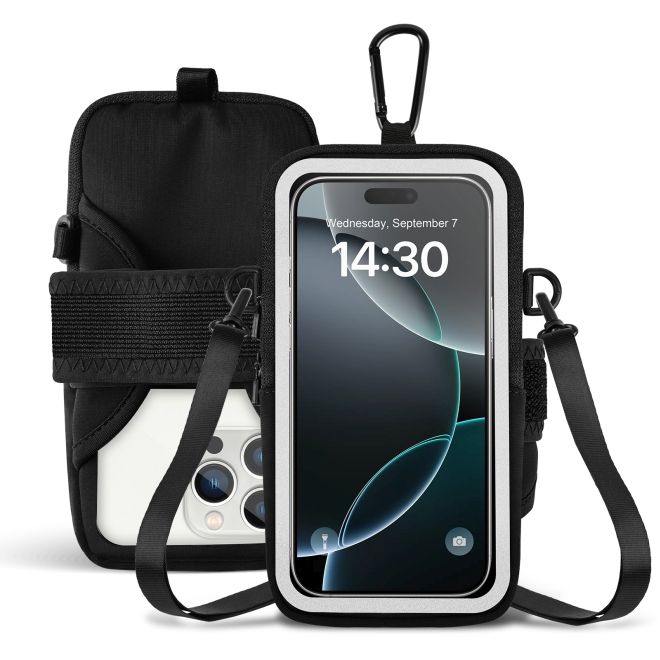 2in1 Universal Sport Armband & Umhängetasche für Smartphones bis 6.9" (max. 170 x 90 mm) - schwarz/silber