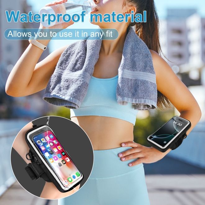 2in1 Universal Sport Armband & Umhängetasche für Smartphones bis 6.9" (max. 170 x 90 mm) - schwarz/silber