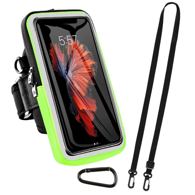 2in1 Universal Sport Armband & Umhängetasche für Smartphones bis 6.9" (max. 170 x 90 mm) - neongrün/schwarz