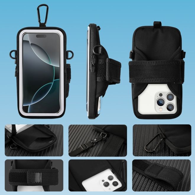 2in1 Universal Sport Armband & Umhängetasche für Smartphones bis 6.9" (max. 170 x 90 mm) - neongrün/schwarz