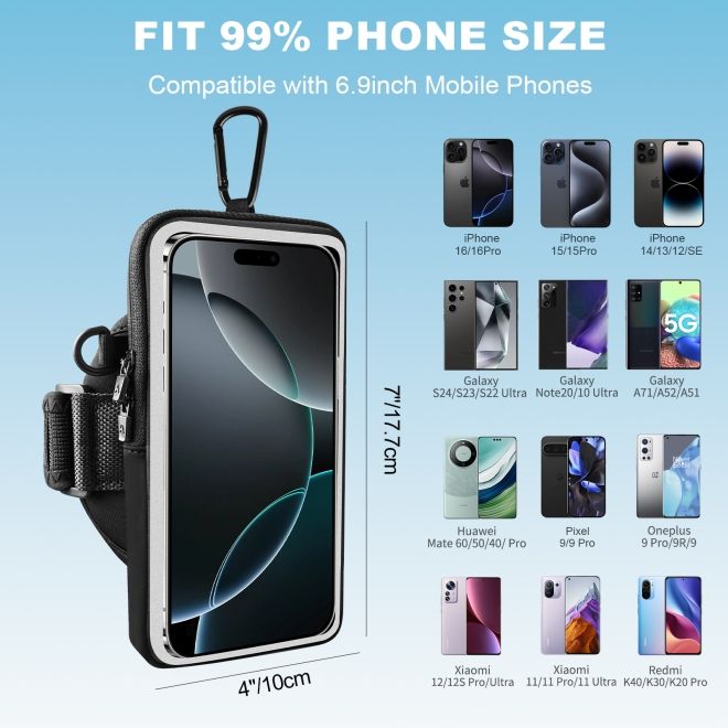 2in1 Universal Sport Armband & Umhängetasche für Smartphones bis 6.9" (max. 170 x 90 mm) - neongrün/schwarz