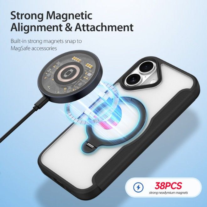 Dux Ducis - iPhone 17 Hülle - Leder Bookcover mit Ring Standfunktion - Skin X Pro 360° Ring Stand Series - schwarz