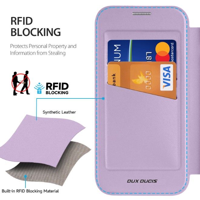 Dux Ducis - iPhone 17 Hülle - Leder Bookcover mit Ring Standfunktion - Skin X Pro 360° Ring Stand Series - purpur