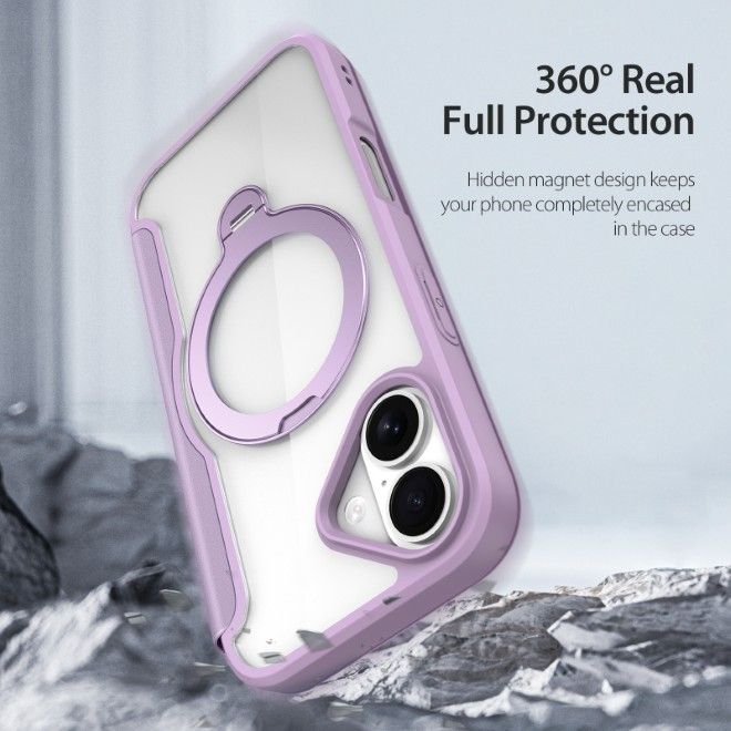 Dux Ducis - iPhone 17 Hülle - Leder Bookcover mit Ring Standfunktion - Skin X Pro 360° Ring Stand Series - purpur