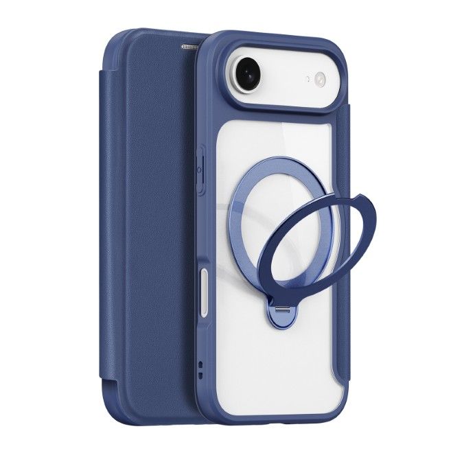 Dux Ducis - iPhone Air Hülle - Leder Bookcover mit Ring Standfunktion - Skin X Pro 360° Ring Stand Series - blau