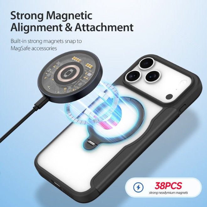 Dux Ducis - iPhone 17 Pro Max Hülle - Leder Bookcover mit Ring Standfunktion - Skin X Pro 360° Ring Stand Series - schwarz