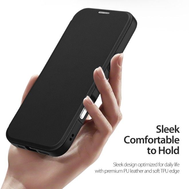 Dux Ducis - iPhone 17 Hülle - Leder Bookcover - MagSafe - Skin X Pro Series - schwarz