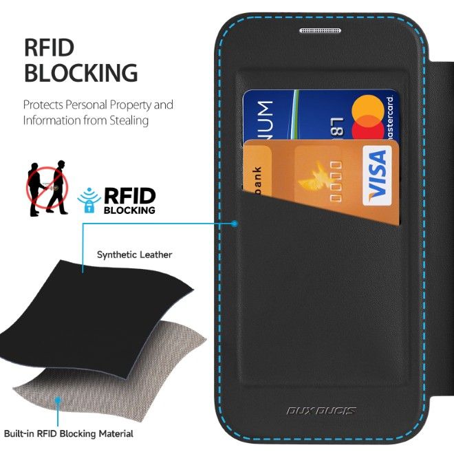 Dux Ducis - iPhone 17 Hülle - Leder Bookcover - MagSafe - Skin X Pro Series - schwarz