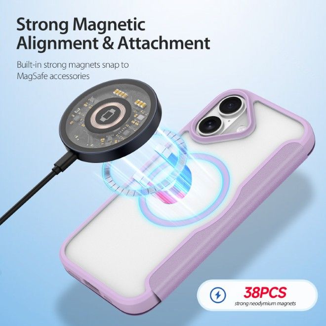 Dux Ducis - iPhone 17 Hülle - Leder Bookcover - MagSafe - Skin X Pro Series - purpur